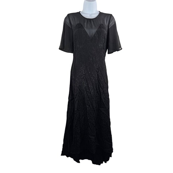 zara Dresses & Skirts - Zara Asymmetrical mesh midi dress whimsigoth jaquard satin sz S